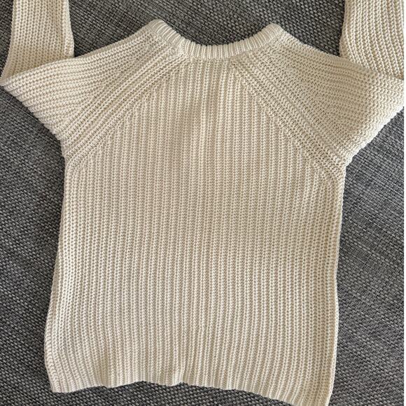 360SWEATER Cotton Fisherman Crew Neck Long Sleeve Pullover Sweater S Cream - Picture 2 of 5